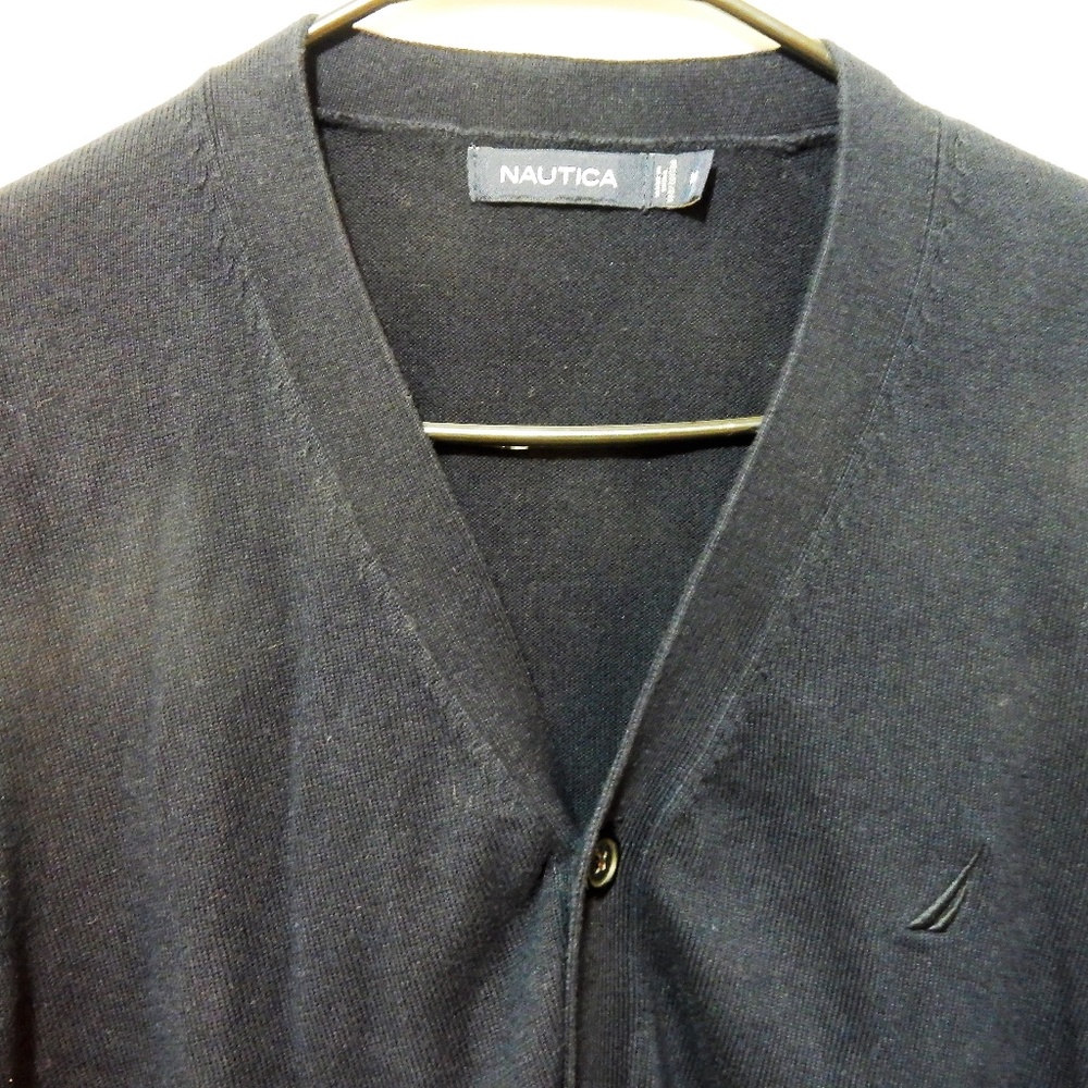 Nautica Men's 5 Button Sweater Cardigan Navy Blue
